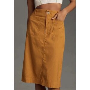 Maeve Anthropologie Mustard Yellow Midi Skirt Womens‎ Casual Career XS Petite